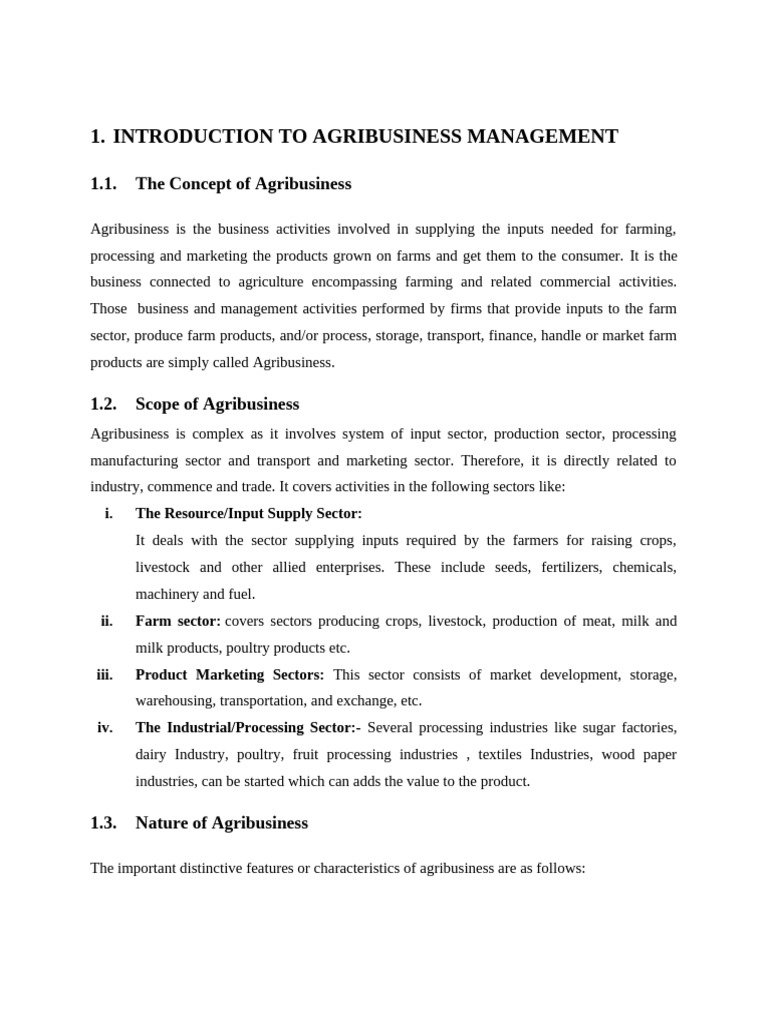 Agribusiness Management Overview | PDF | Agribusiness | Agriculture