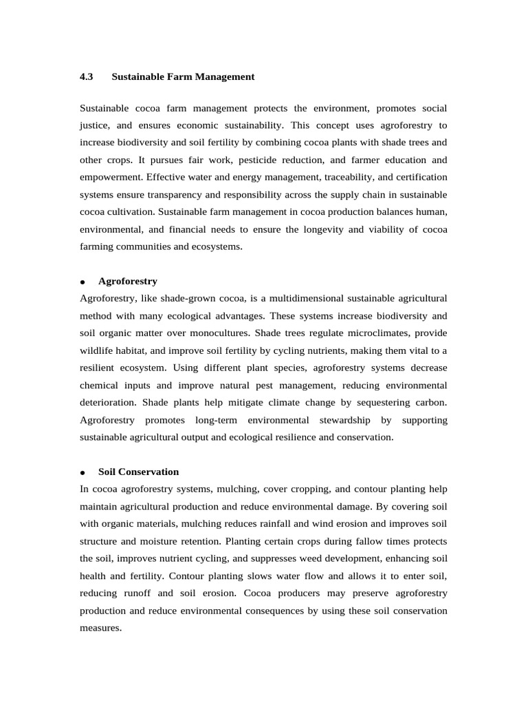 Sustainable Cocoa Farm Management | PDF | Agriculture | Soil