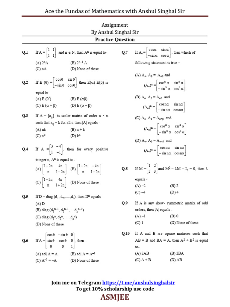 Mathematics Practice Questions & Answers | PDF | Mathematical Objects ...