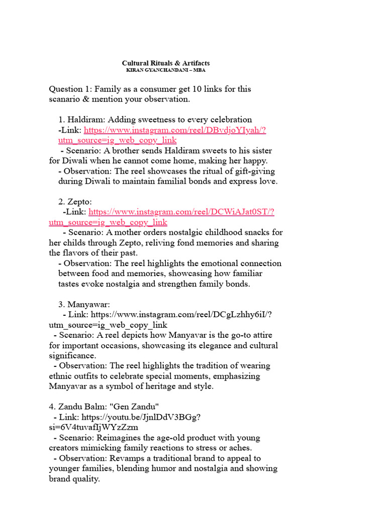Cultural Rituals and Family Artifacts | PDF | Nostalgia