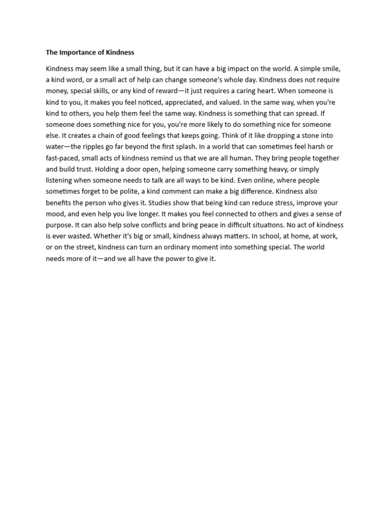 The Impact and Power of Kindness | PDF