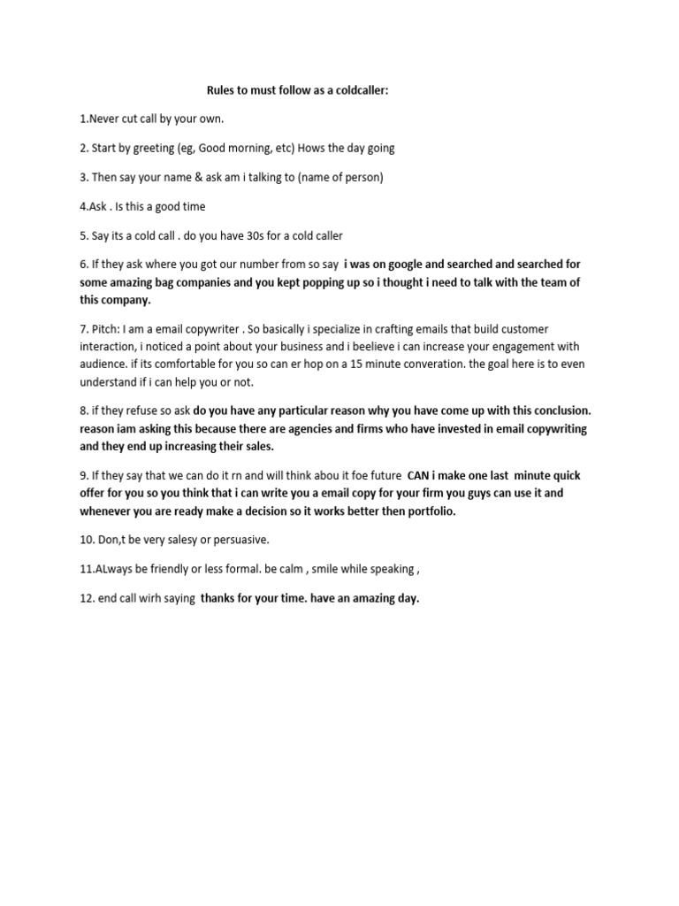 Cold Calling Best Practices Guide | PDF