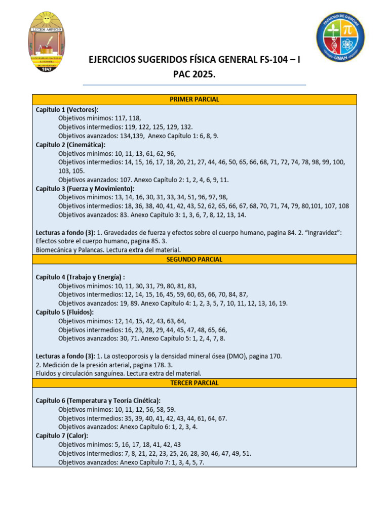 Ejercicios de Física General FS-104 PAC 2025 | PDF