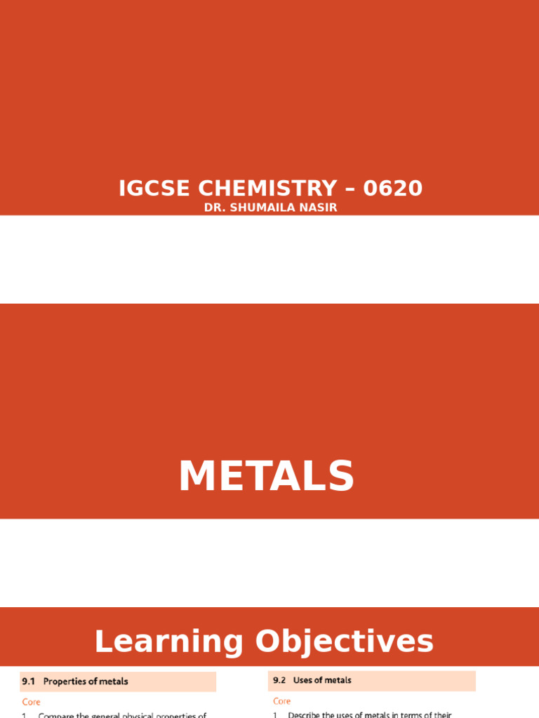 IGCSE Chemistry: Metals and Alloys Guide | PDF