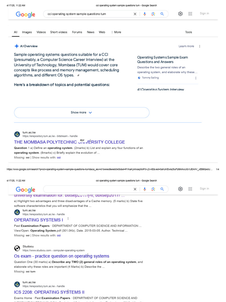 Cci Operating System Sample Questions Tum - Google Search | PDF ...