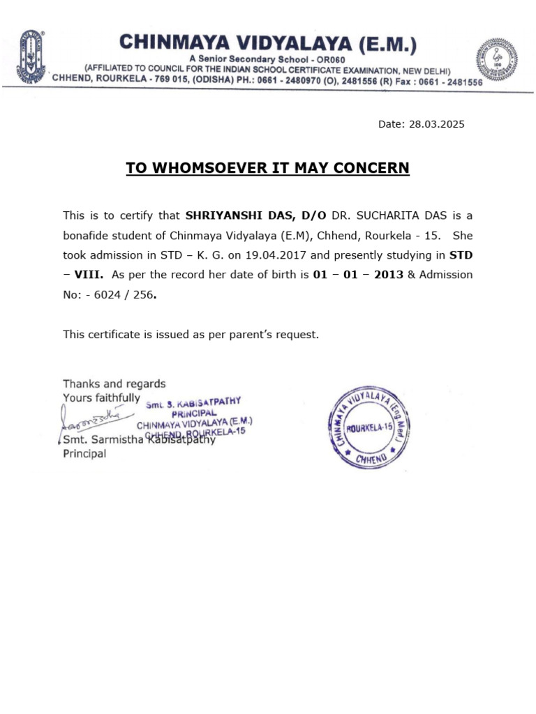 Student Certification for Shriyanshi Das | PDF