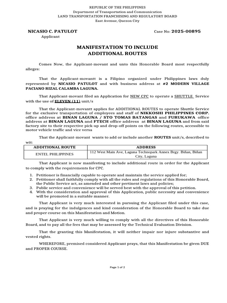 Application for Additional Shuttle Routes | PDF | Justice | Crime ...