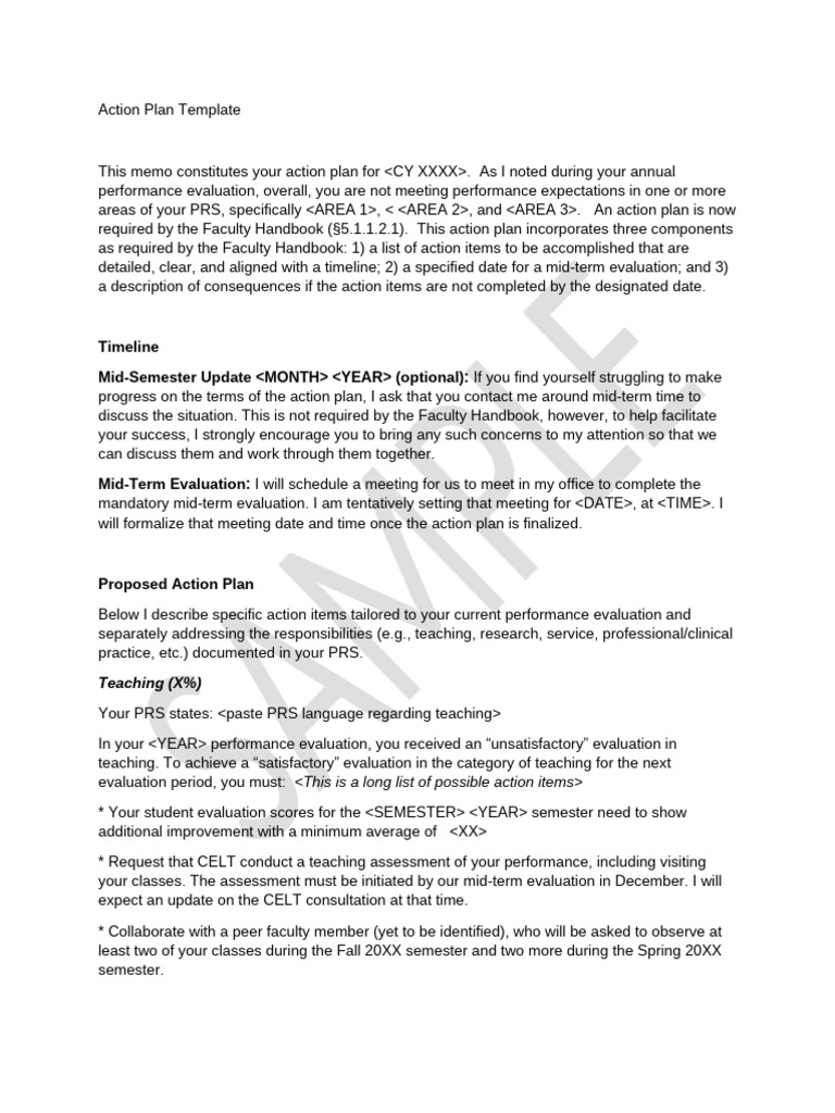 Faculty Performance Action Plan Template | PDF | Performance Appraisal