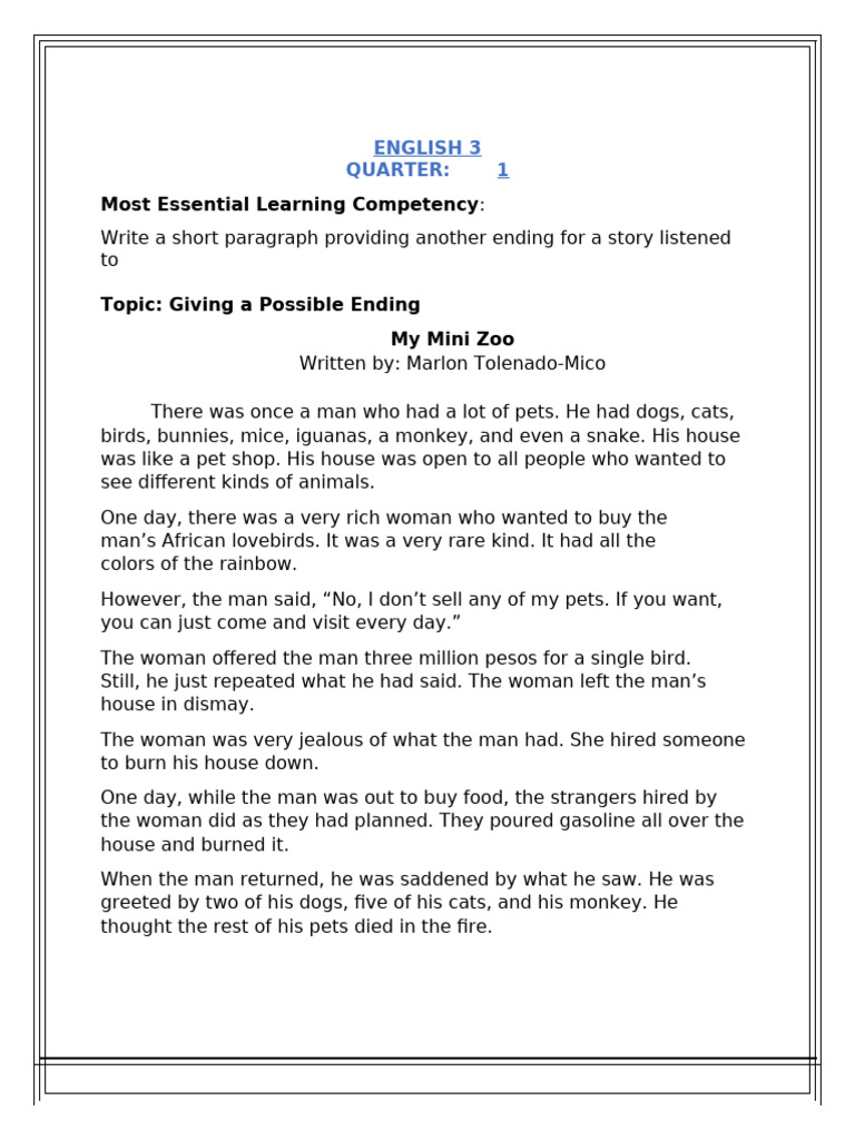 Possible Endings for Short Stories | PDF
