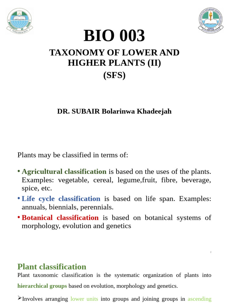 BIO 003 Taxonomy (II) | PDF | Fern | Organisms