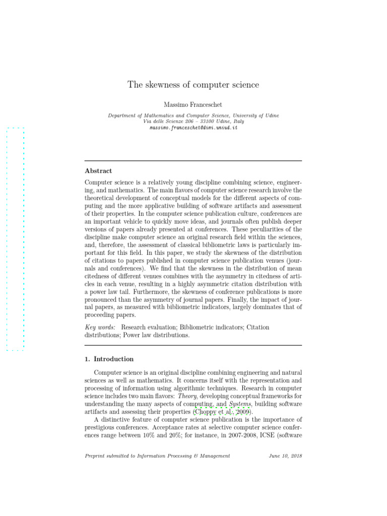 The Skewness of Computer Science | PDF | Power Law | P Value