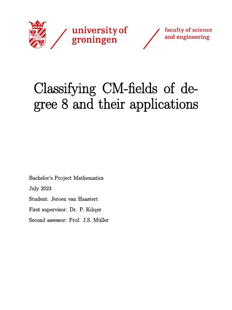 Classification of Degree 8 CM-fields | PDF | Field (Mathematics ...