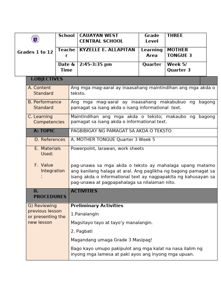 MTB Mle Week5 Q3 | PDF