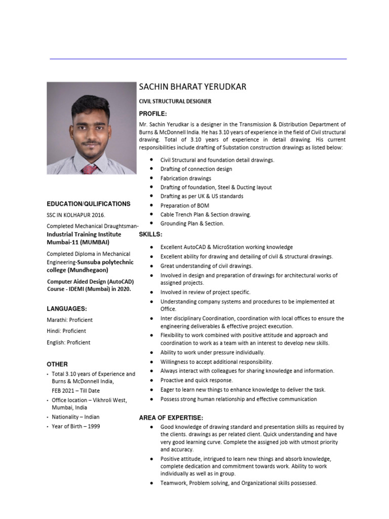 Civil Structural Designer Profile | PDF | Technical Drawing