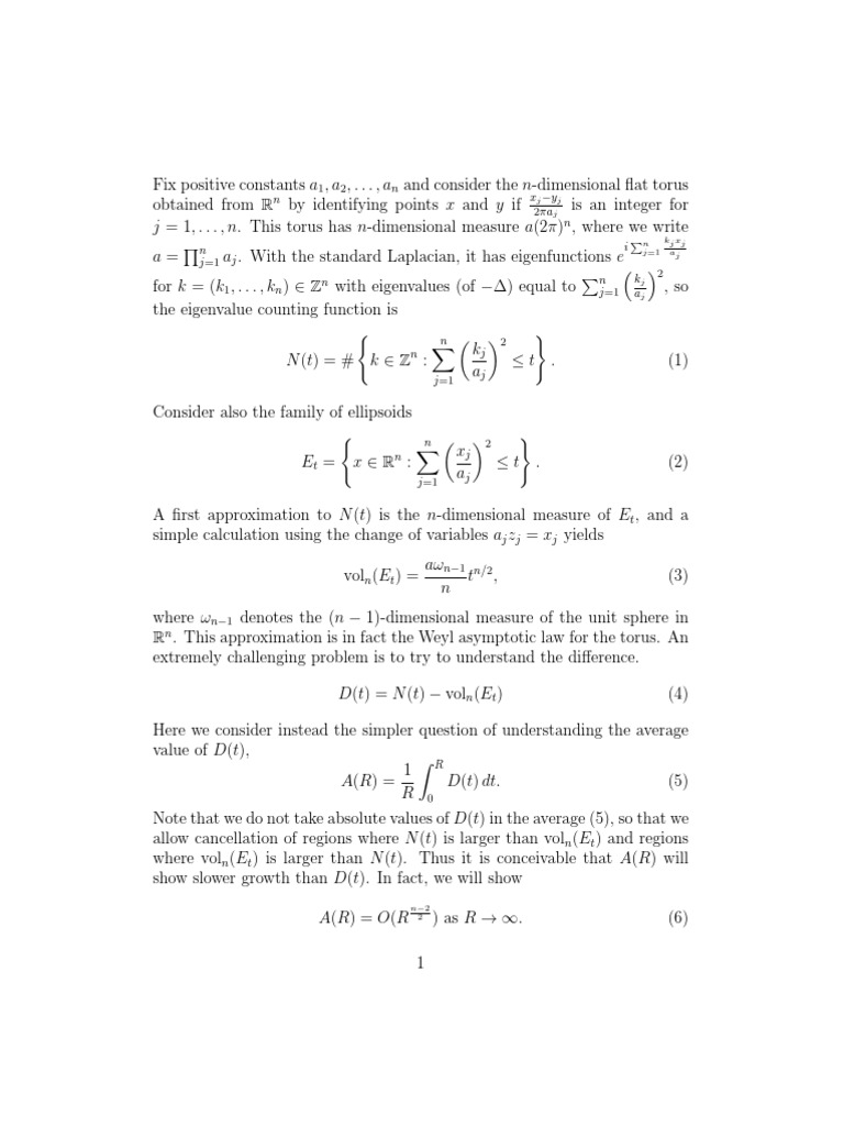 Understanding Eigenvalue Asymptotics on Tori | PDF | Integral ...