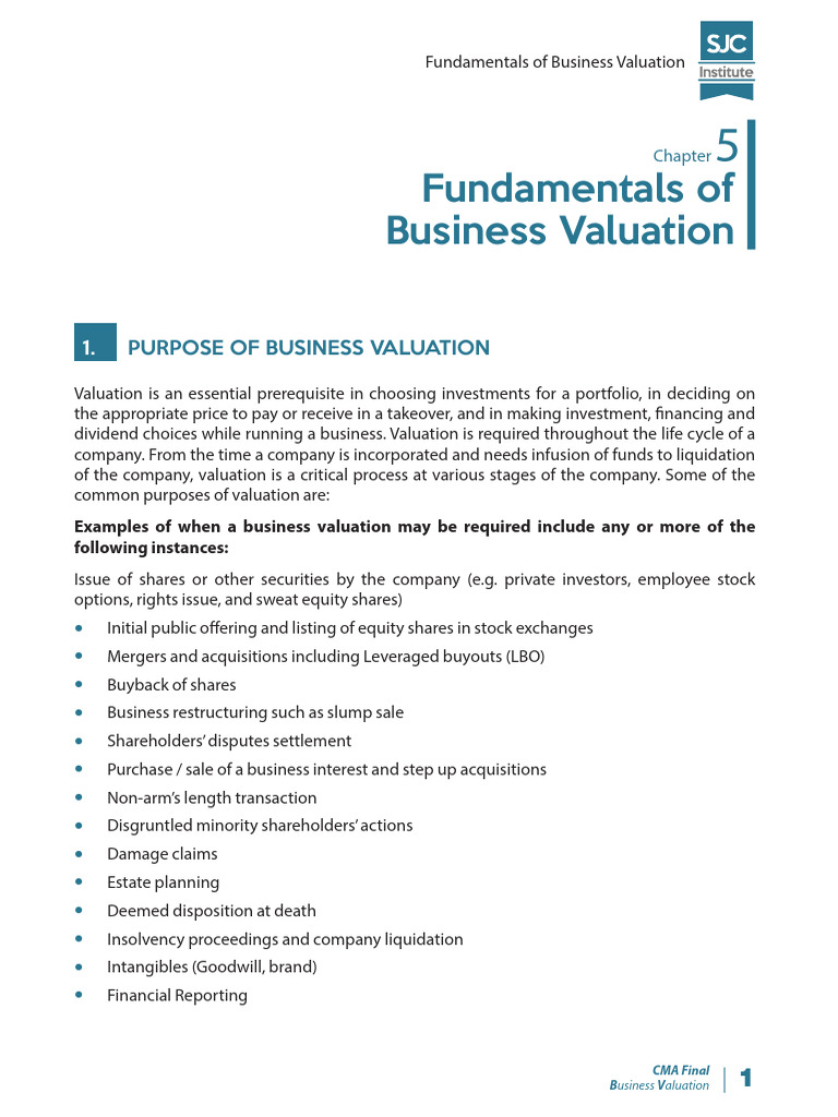 Business Valuation Fundamentals Guide | PDF | Financial Risk ...