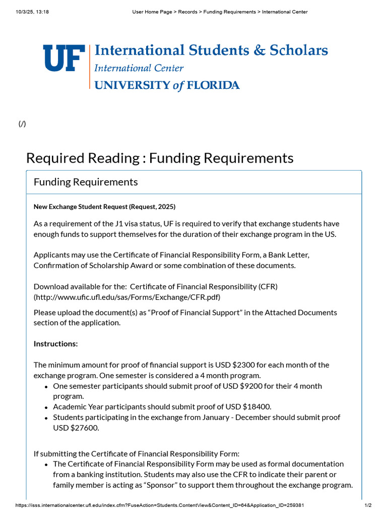 UF Exchange Student Funding Guidelines | PDF