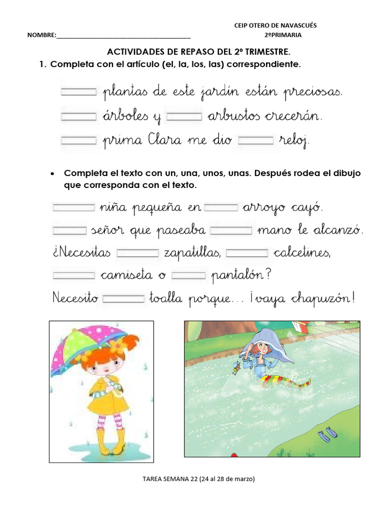 Actividades de Repaso 2º Primaria CEIP Otero | PDF