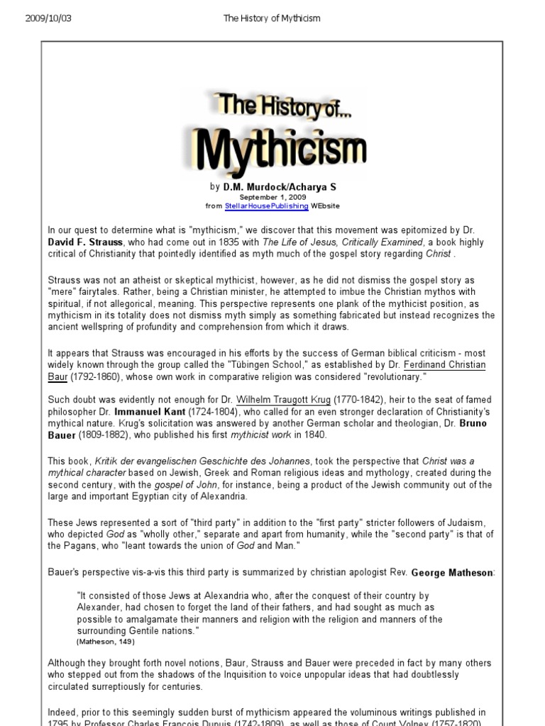 Understanding Mythicism and Its Roots | PDF | Jesus | Ancient ...