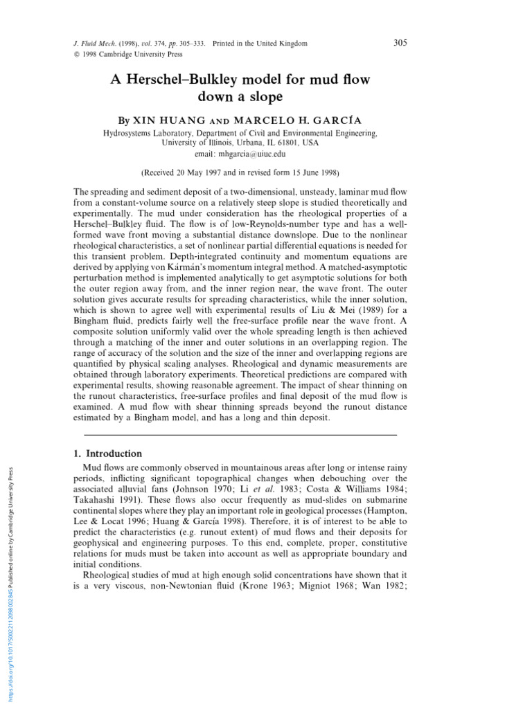 Herschel-Bulkley Model for Mud Flow | PDF | Shear Stress | Fluid Dynamics