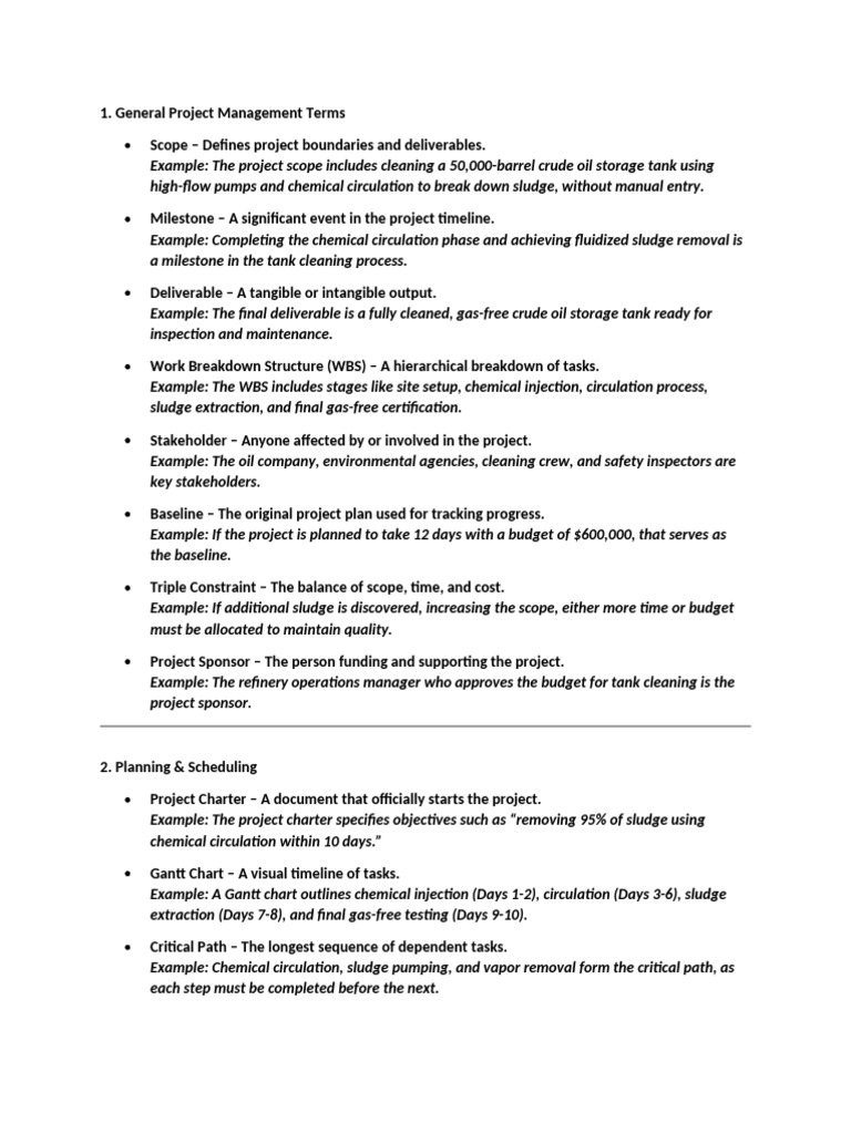 Project Management Key Vocabulary | PDF