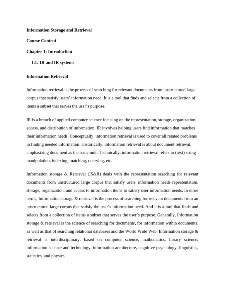 Information Storage and Retrieval | PDF | Search Engine Indexing ...