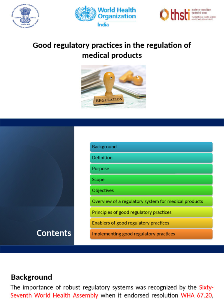 Good Regulatory Practices for Medical Products | PDF | Policy | Health ...