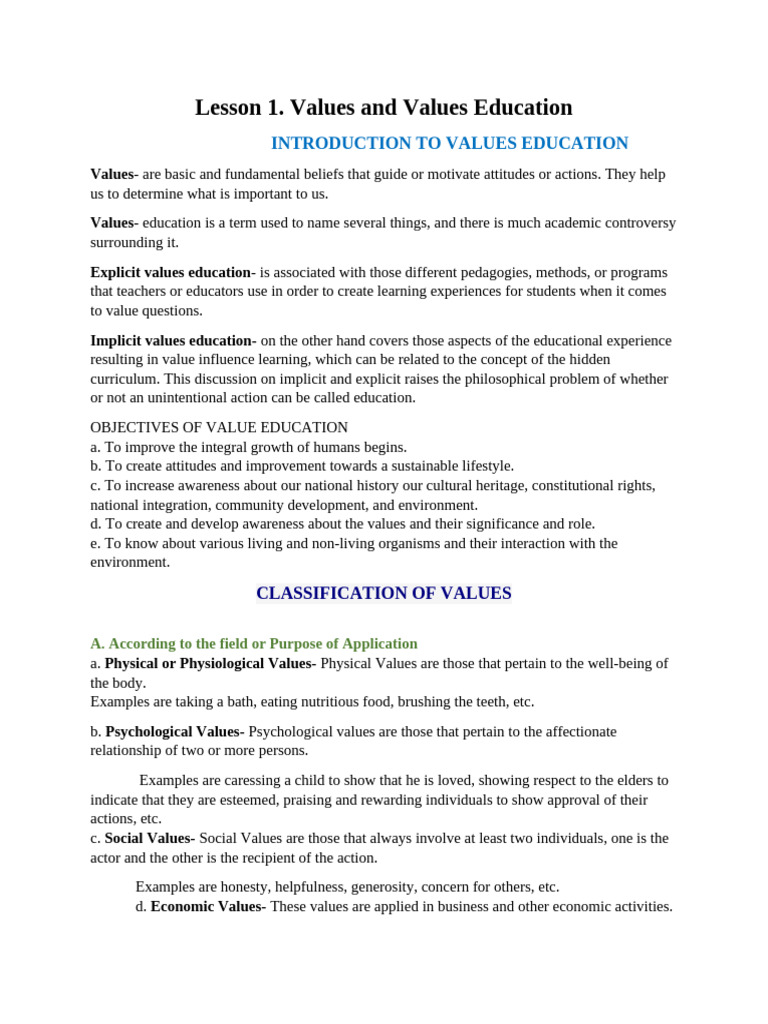 Understanding Values Education Concepts | PDF | Communication ...