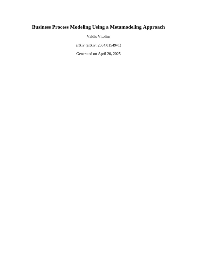 Business Process Modeling Metamodels | PDF | Conceptual Model | Unified ...