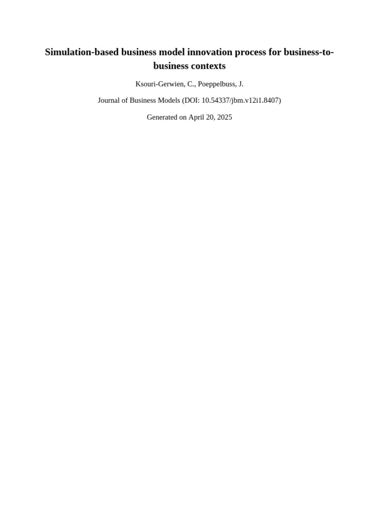 Simulation-Based Business Model Innovation Process | PDF | Creative ...