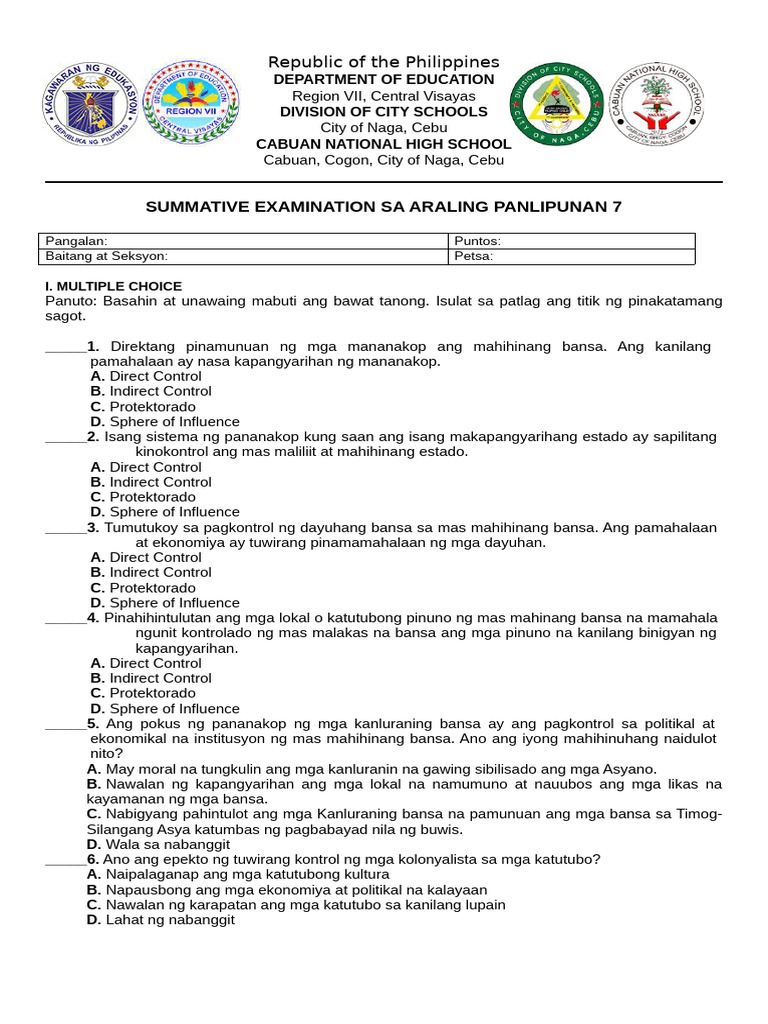 Ap 7 Tos and TQ 2ND Periodical - 2 | PDF