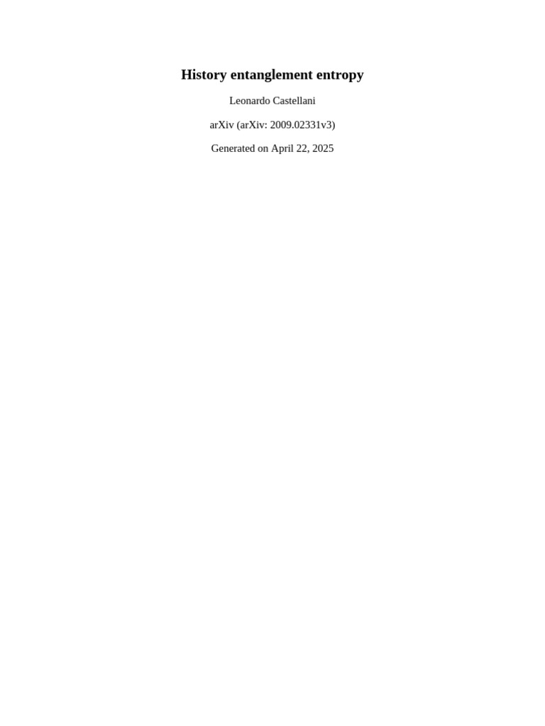 Quantum History Entanglement Entropy | PDF | Quantum Entanglement ...