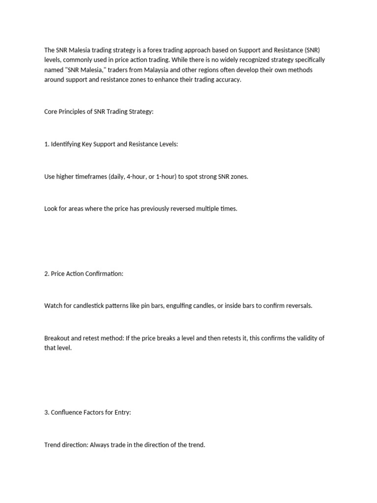SNR Malesia Trading Strategy Guide | PDF | Financial Economics ...