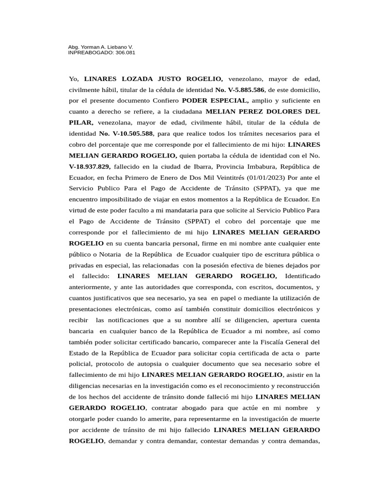Poder Especial para Cobro de Herencia | PDF