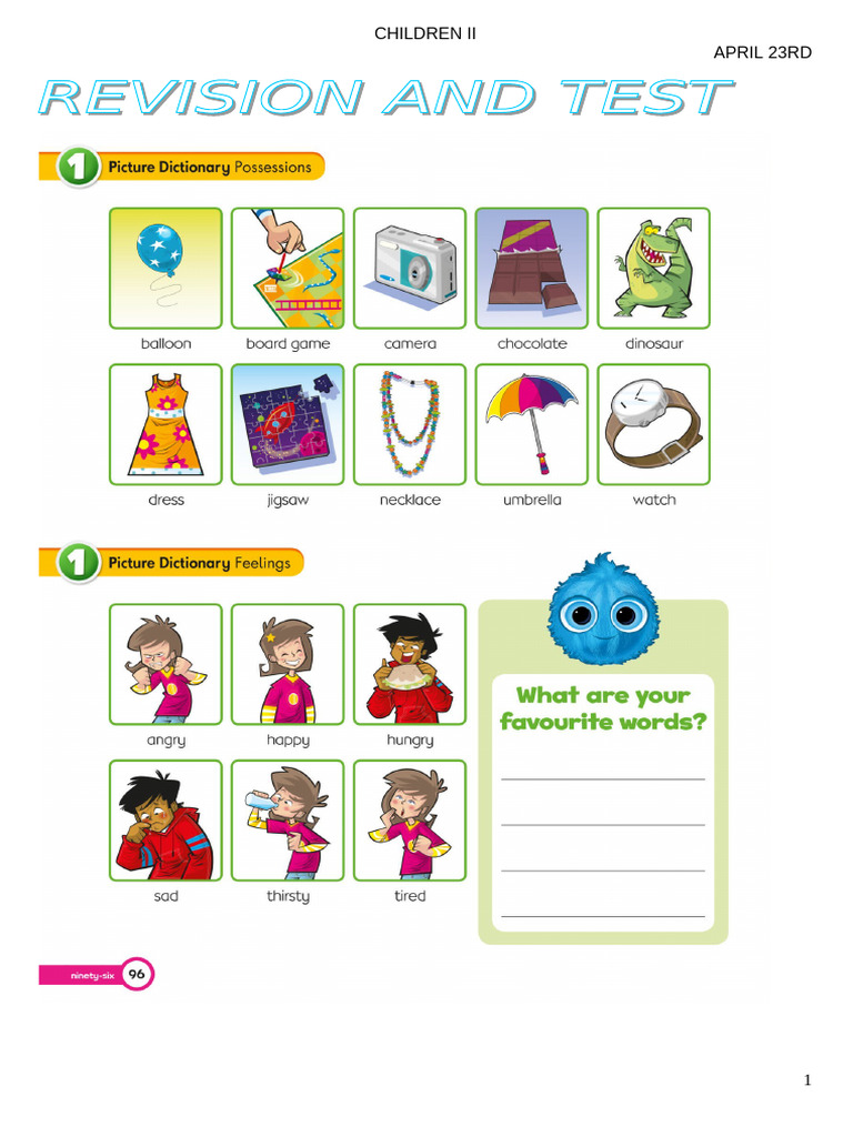 Children Ii - Vocabulary and Test - April 23RD | PDF