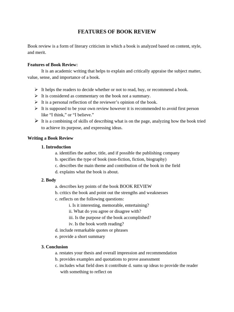 Key Features of a Book Review | PDF