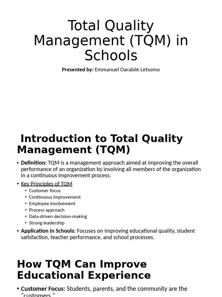 Power Point Presentation TQM | PDF | Quality Management | Teachers