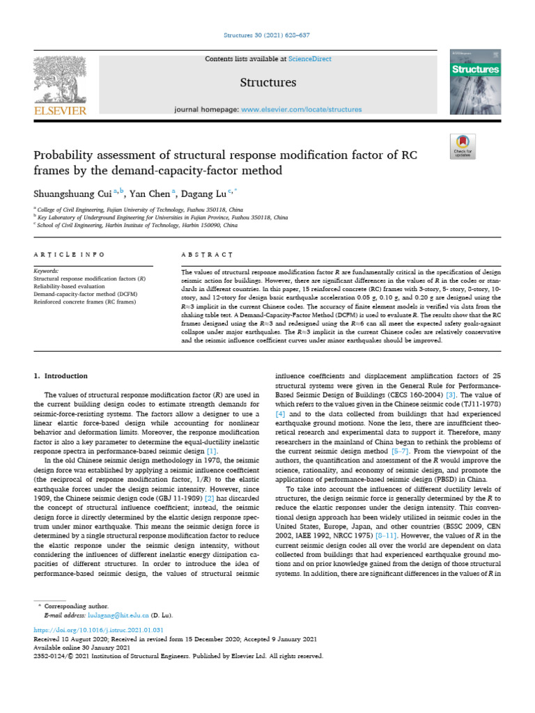 Seismic Response Factors for RC Frames | PDF | Applied And ...
