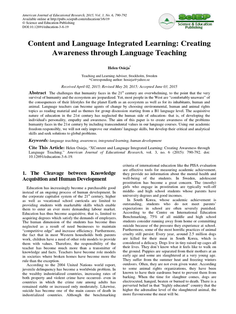 Language Teaching for Global Awareness | PDF | Violence | Knowledge