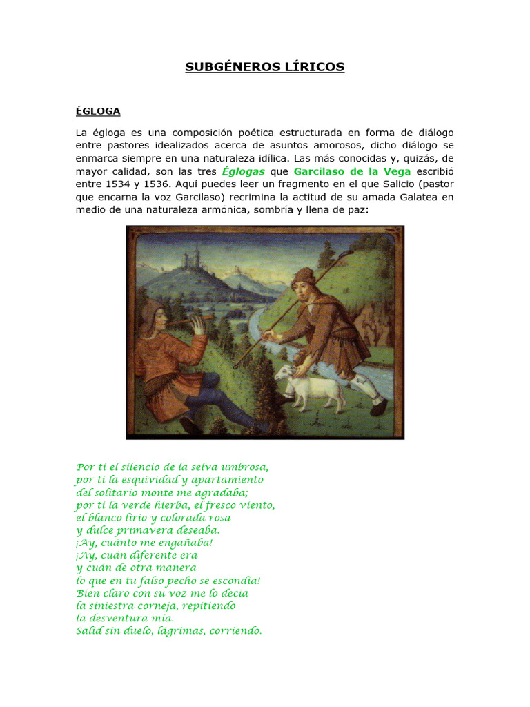 Subgéneros Lírico: Definición y Ejemplos | PDF | Poesía | Epístola