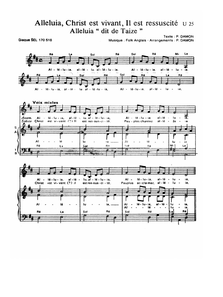 Alleluia Dit de Taize (U25) | PDF