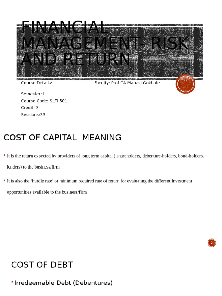 Cost of Capital in Financial Management PDF Cost Of Capital