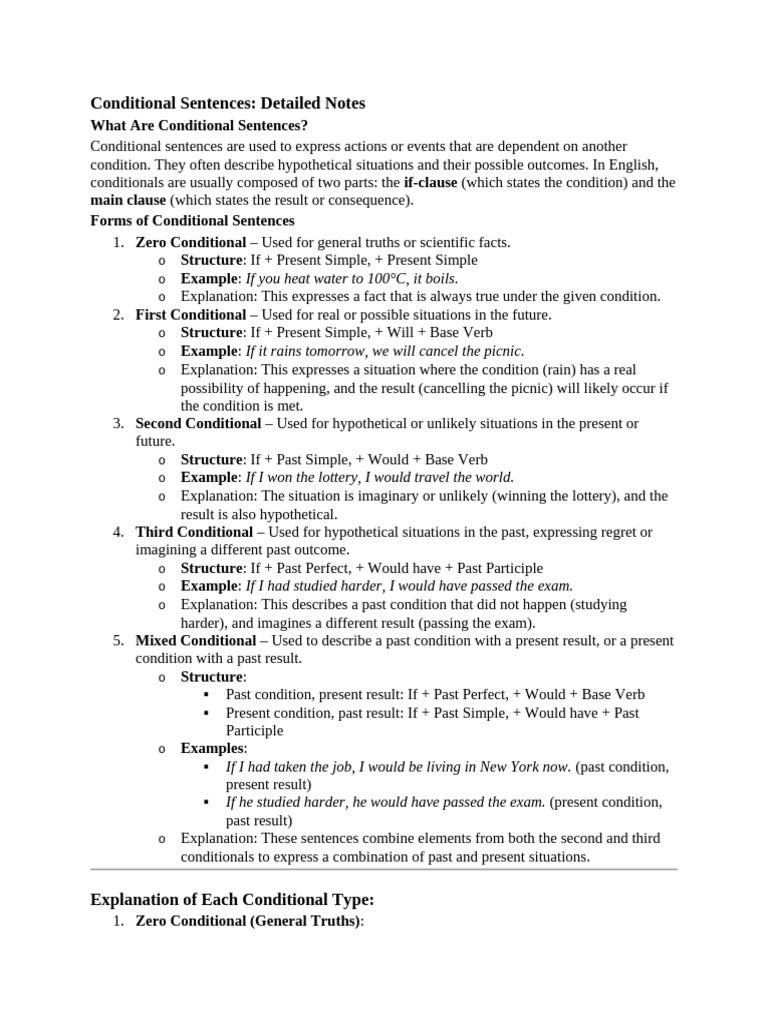 Understanding Conditional Sentences | PDF | Grammar | Languages