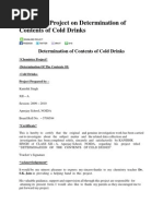 Download Chemistry Project on Determination of Contents of Cold Drinks by Abi Thampi SN85260938 doc pdf