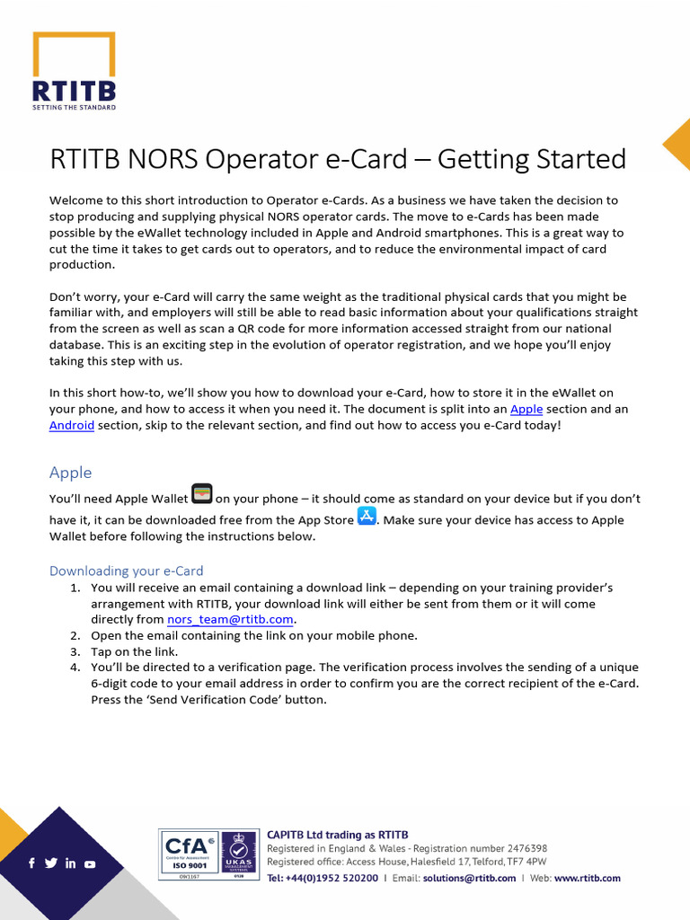 RTITB NORS e-Card User Guide | PDF | Mobile Software | Smartphone
