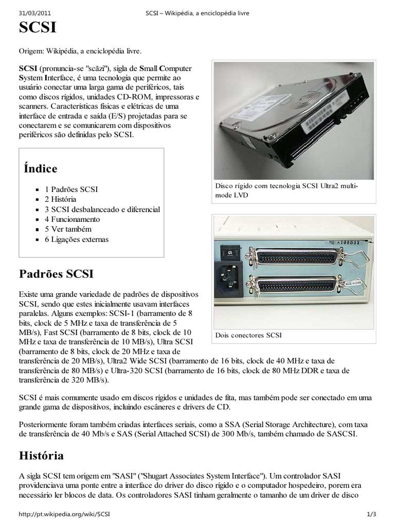 Tecnologia SCSI: Discos e Interfaces | PDF | Arquitetura de ...