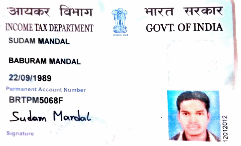 PAN Card Details for Sudam Mandal | PDF
