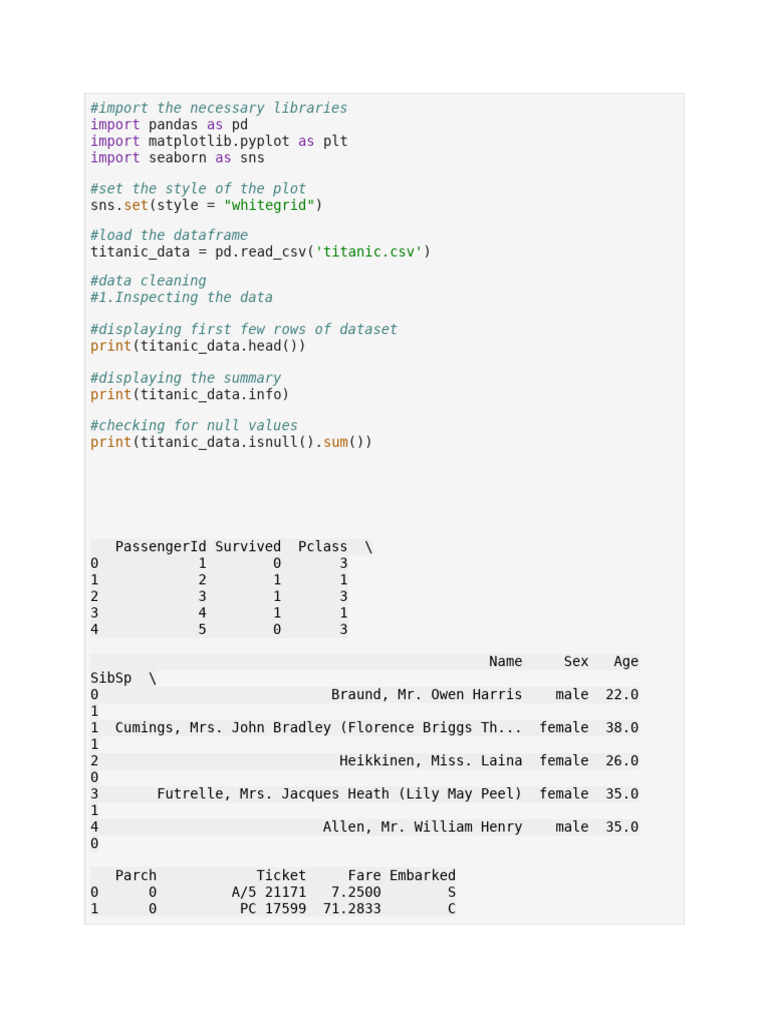 Titanic Data Cleaning and EDA | PDF | Data | Statistical Analysis