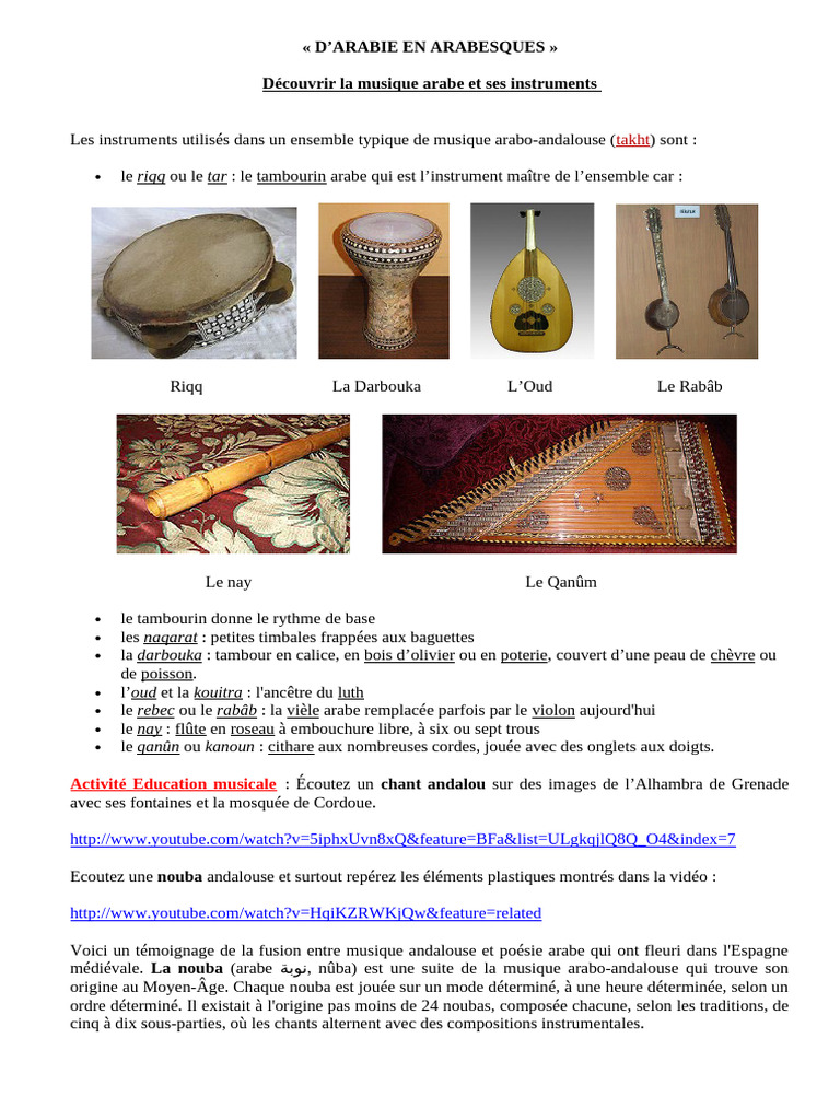 Instruments de musique arabe et andalouse | PDF | Musicologie ...