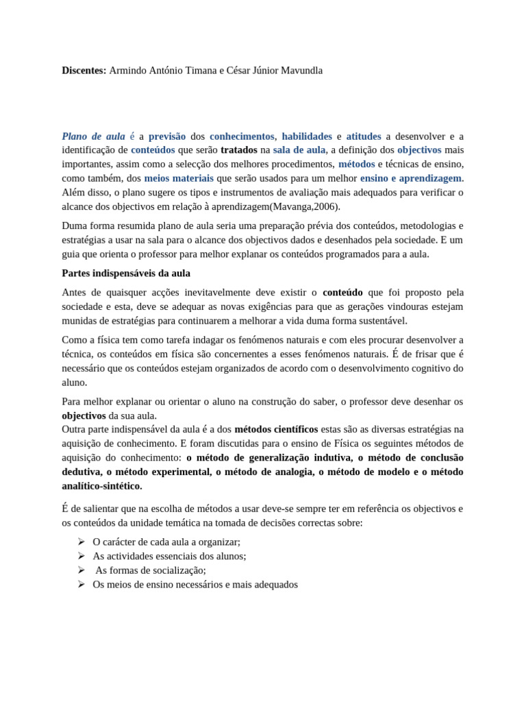 Estrutura e Funções do Plano de Aula | PDF | Lição | Aprendizado
